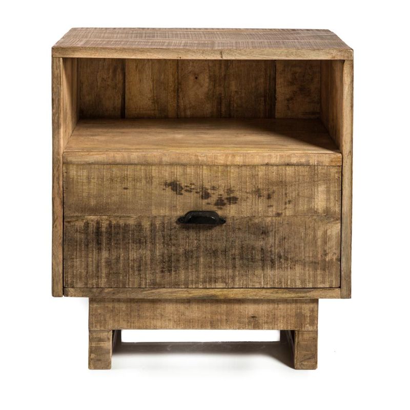 Natural Rustic Mango Wood Side Drawer - 61cm x 38cm x 56cm