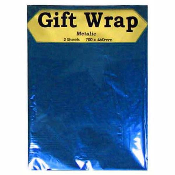 2 Sheets Metallic Gift Wraps - 70cm x 46cm