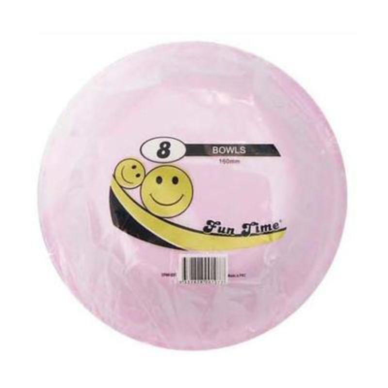 8 Pack Baby Pink Plastic Bowl - 16cm