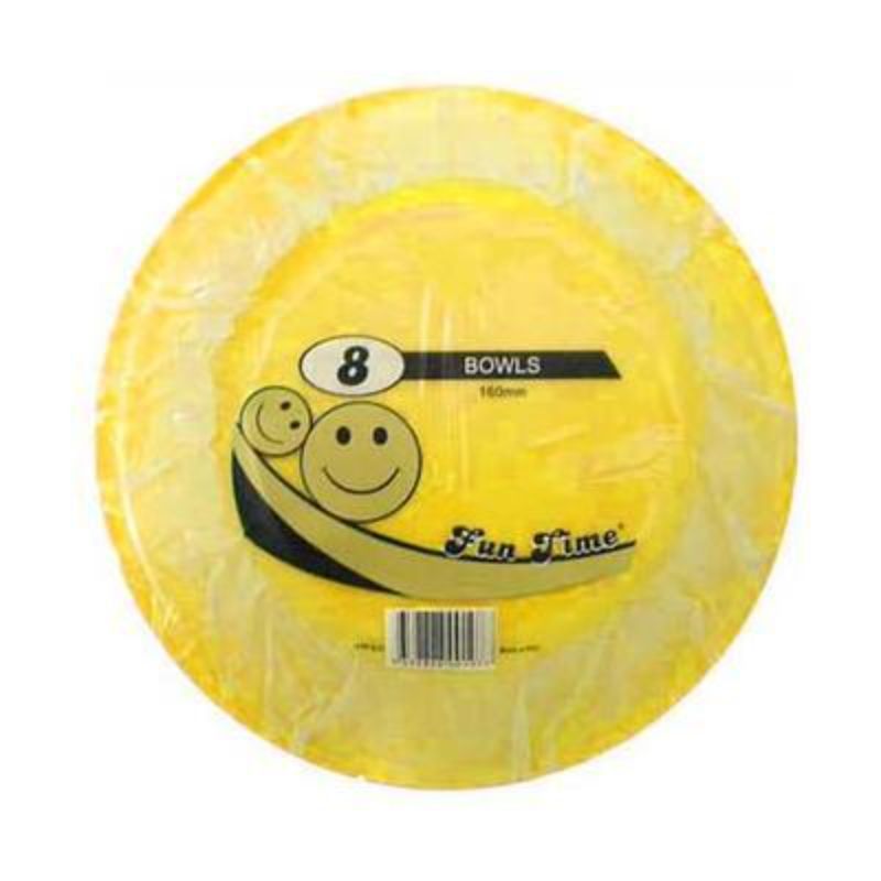 8 Pack Yellow Plastic Bowl - 16cm
