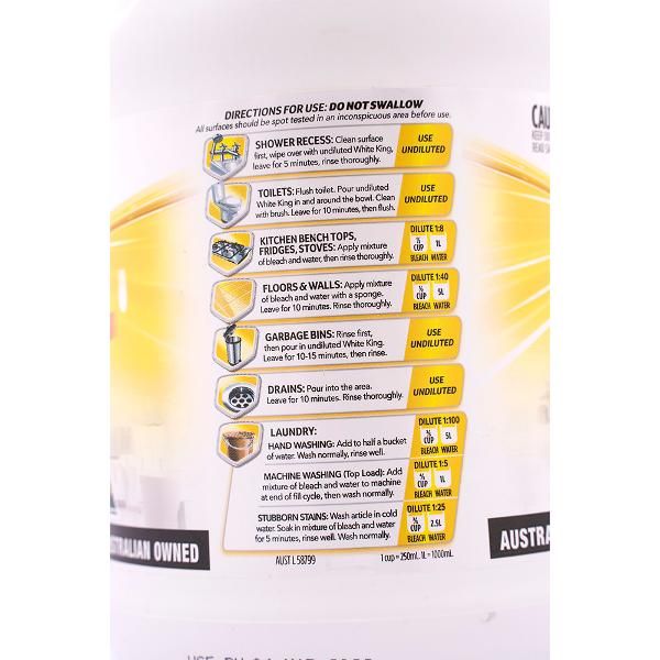 WHITE KING 2.5L PREMIUM LIQUID BLEACH LEMON
