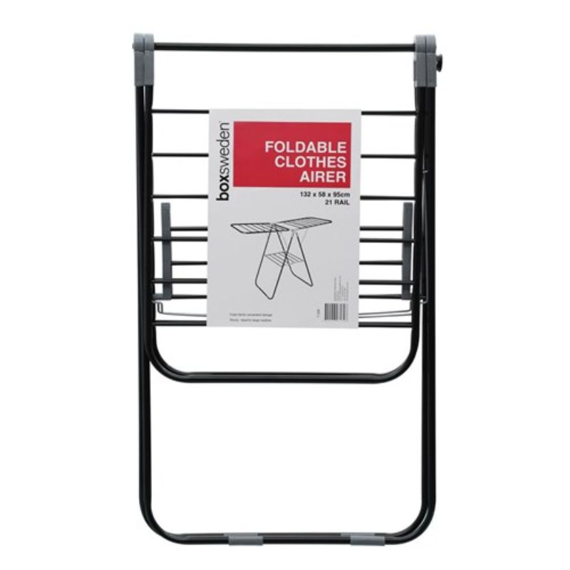 Boxsweden Foldable Wire Clothes Airer Rack 21 Rails - 132cm x 58cm x 95cm