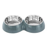 Load image into Gallery viewer, Stainless Steel Grey Non Slip Melamine Double Pet Bowl - 400ml