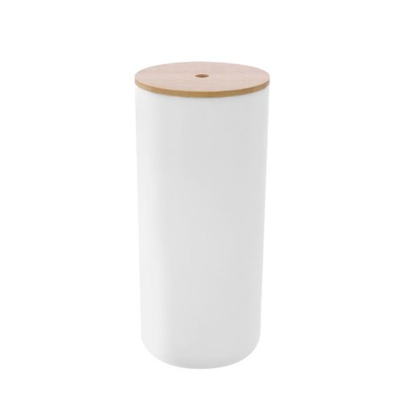 Boxsweden Bano White Toilet Brush with Bamboo Top & Stainless Steel Handle - 10.5cm x 10.5cm x 35cm