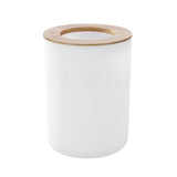 Load image into Gallery viewer, Boxsweden Bano White Bathroom 6L Bin with Bamboo Top - 19.5cm x 19.5cm x 26cm
