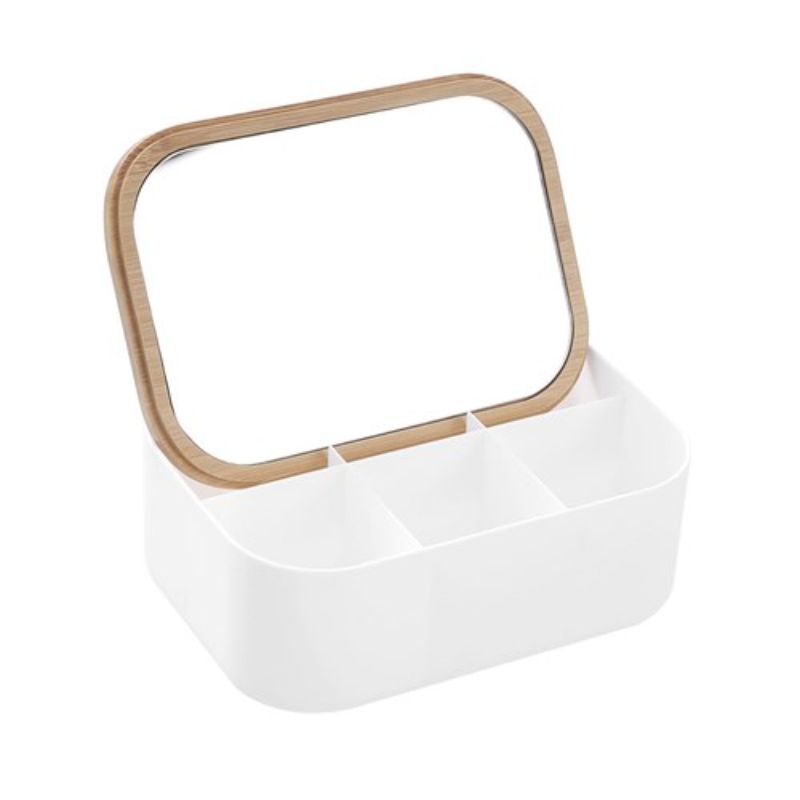 Boxsweden Bano Rectangular Organiser Box with Mirror - 15.5cm x 12cm x 6cm