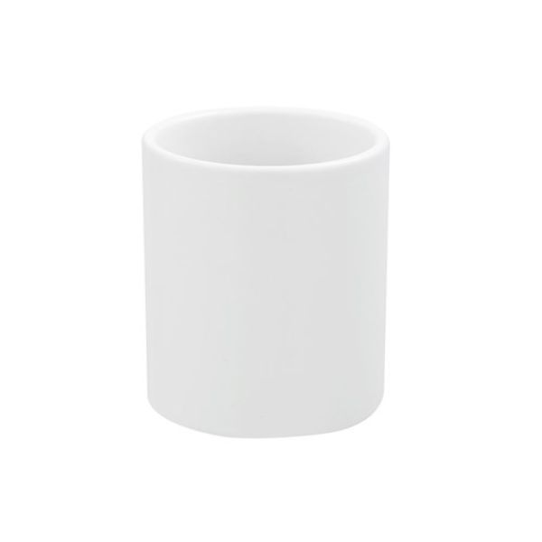 Bano White Ceramic Bathroom Cup - 8cm x 8cm x 9cm