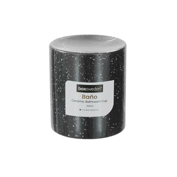 Bano Black Speckle Ceramic Bathroom Cup - 8cm x 8cm x 9cm