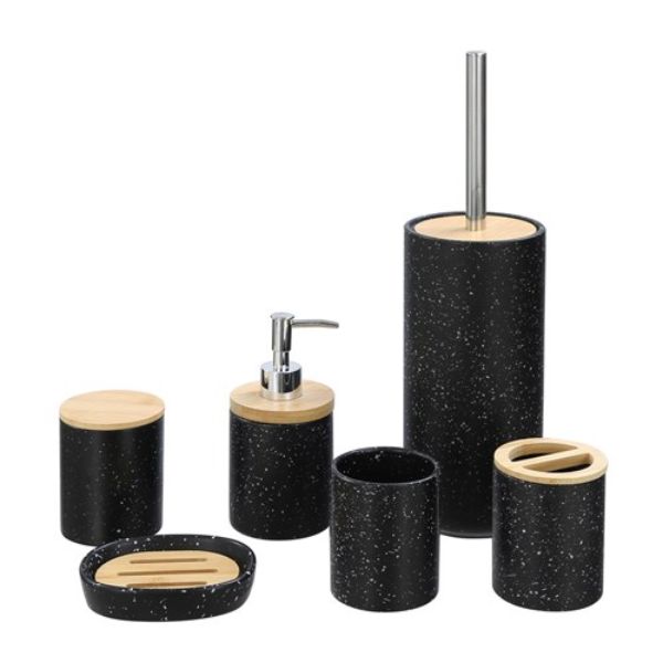 Bano Black Speckle Ceramic Bathroom Cup - 8cm x 8cm x 9cm