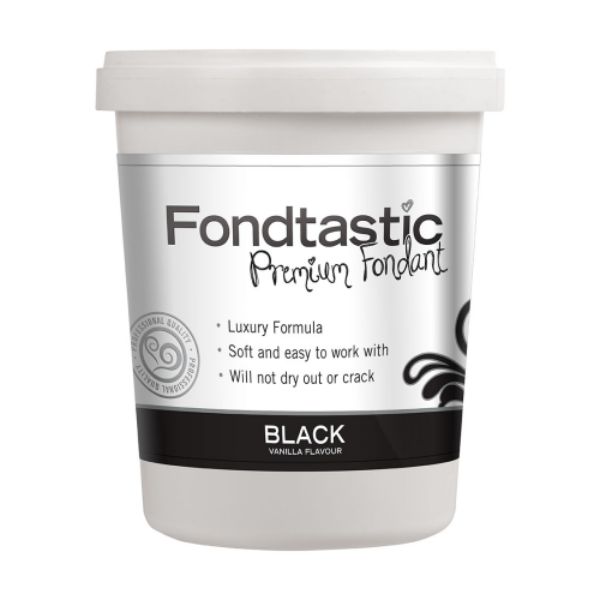 Fondtastic Vanilla Flavoured Fondant Black 2lb/908g - GST FREE