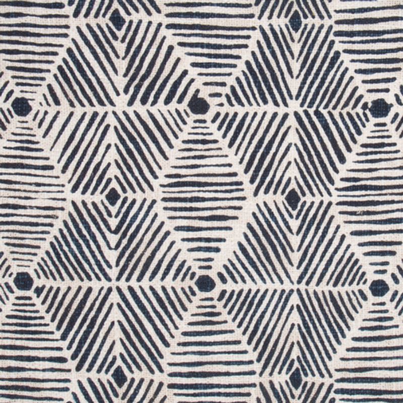 Navy Printed Cotton Slub Cushion Prefilled - 45cm x 45cm x 10cm