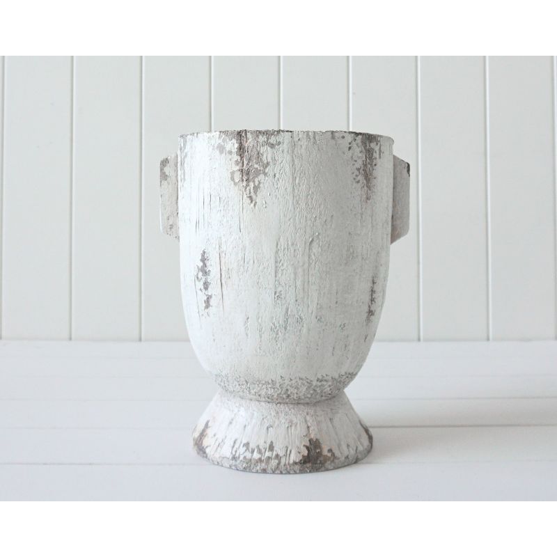 White Picasso Small Distressed Pot Planter - 22cm x 28cm x 19cm