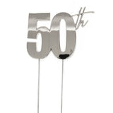 Load image into Gallery viewer, Silver 50th Metal Cake Topper - 9cm x 11cm