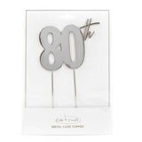 Load image into Gallery viewer, 80th Silver Metal Cake Topper - 9cm