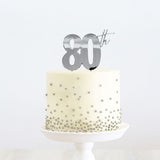 Load image into Gallery viewer, 80th Silver Metal Cake Topper - 9cm