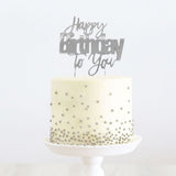 Load image into Gallery viewer, Happy Birthday To You Silver Metal Cake Topper -12cm
