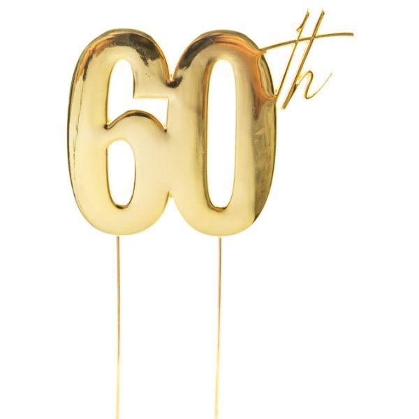 60th Gold Medal Cake Topper - 9cm