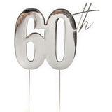 Load image into Gallery viewer, 60th Silver Medal Cake Topper - 9cm