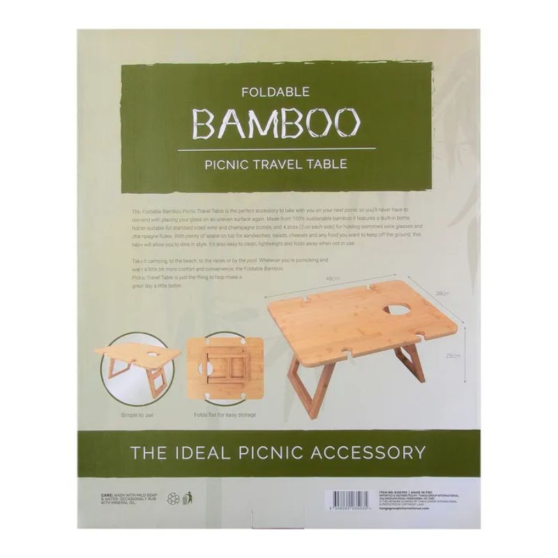 Bamboo Foldable Travel Picnic Table - 48cmx 38cm x 25cm