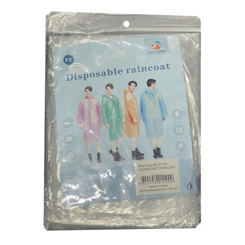 Clear Adult Rain Coat - One Size Fits Most