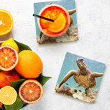 Load image into Gallery viewer, 4 Pack Square Ceramic Elliot Turtle Coaster - 10cm x 10cm