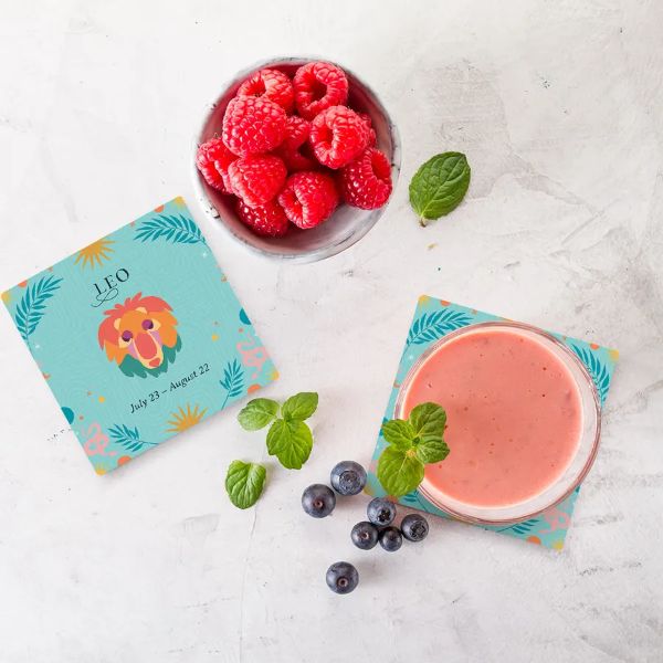 4 Pack Ceramic Zodiac Leo Coaster Gift Box