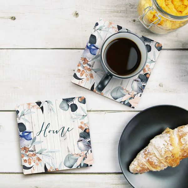 4 Pack Wren Ceramic Home Coaster Gift Box - 10cm x 10cm