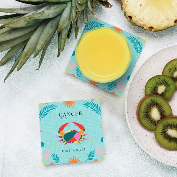4 Pack Ceramic Zodiac Cancer Coaster Gift Box