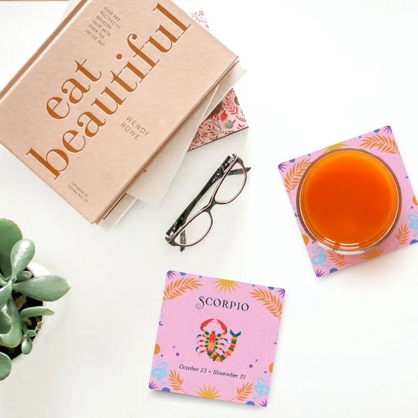 4 Pack Ceramic Zodiac Scorpio Coaster Gift Box