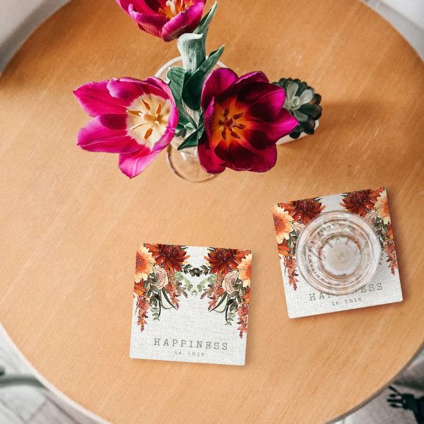 4 Pack Cinnamon Ceramic Coaster Gift Box - 10cm x 10cm