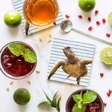 Load image into Gallery viewer, 4 Pack Square Ceramic Elliot Turtle & Stripes Coaster - 10cm x 10cm