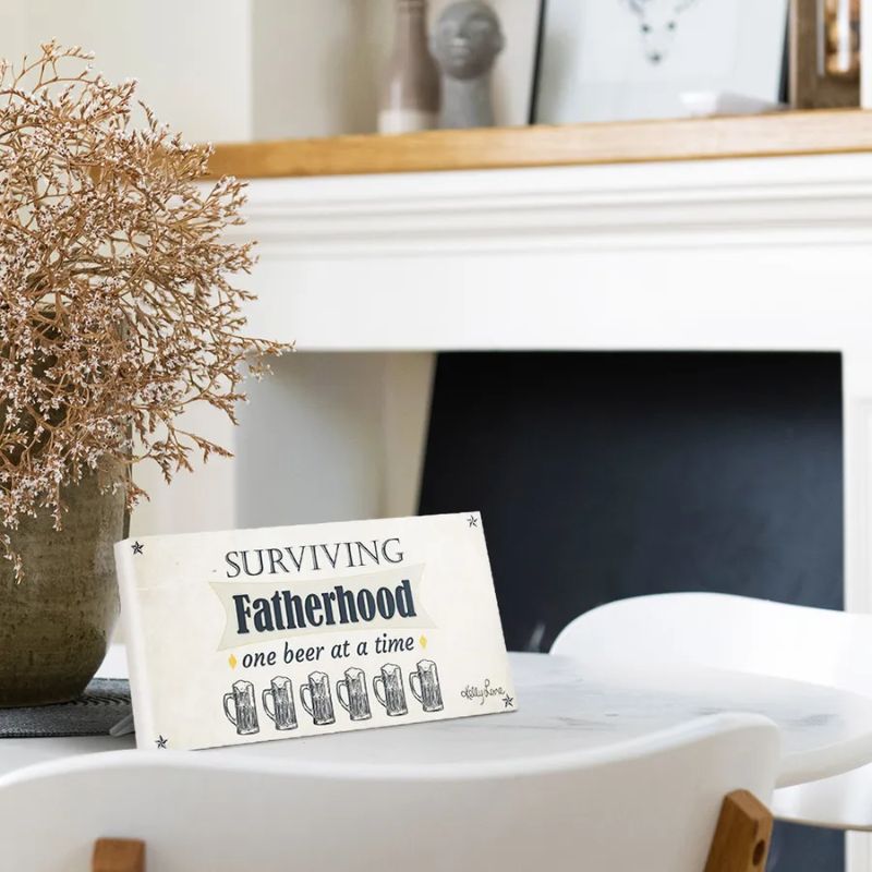 Fathers Day Vintage Fatherhood Sentiment Plaque - 10cm x 20cm