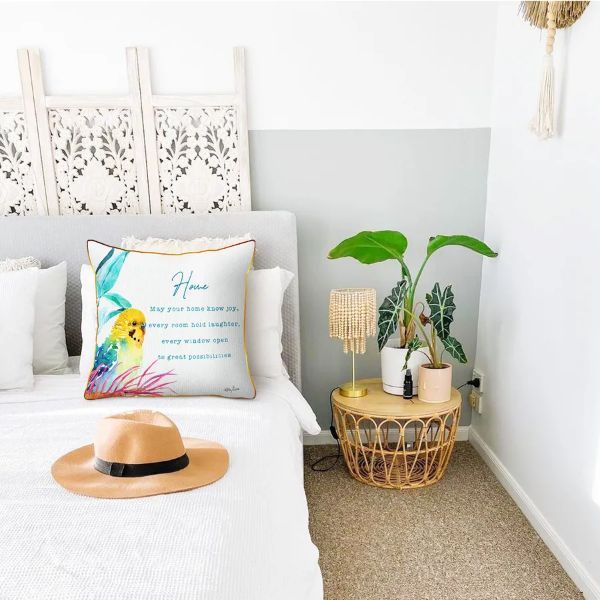 Colourful Bird Home Cushion - 45cm x 45cm