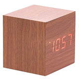 Load image into Gallery viewer, Brown LED Wooden Cube Table Clock - 6cm x 6cm x 6cm
