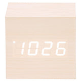 Load image into Gallery viewer, White LED Wooden Cube Table Clock - 6cm x 6cm x 6cm
