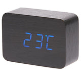 Load image into Gallery viewer, Black Wooden Cuboid LED Table Clock - 10cm x 7cm x 4.3cm
