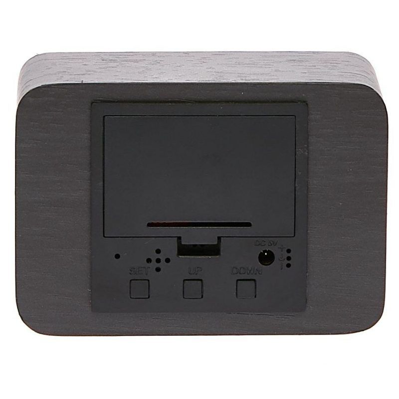 Black Wooden Cuboid LED Table Clock - 10cm x 7cm x 4.3cm