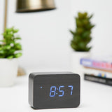 Load image into Gallery viewer, Black Wooden Cuboid LED Table Clock - 10cm x 7cm x 4.3cm
