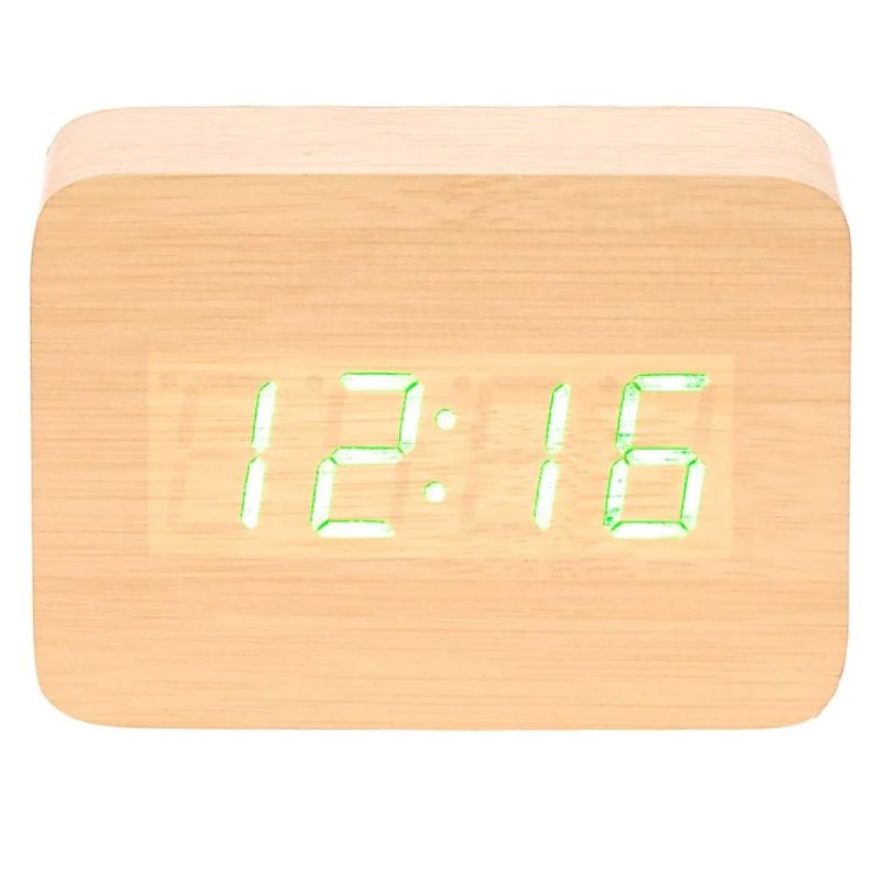 Wooden Cuboids LED Table Clock
