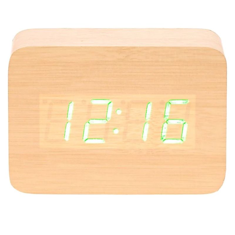 Wooden Cuboids LED Table Clock
