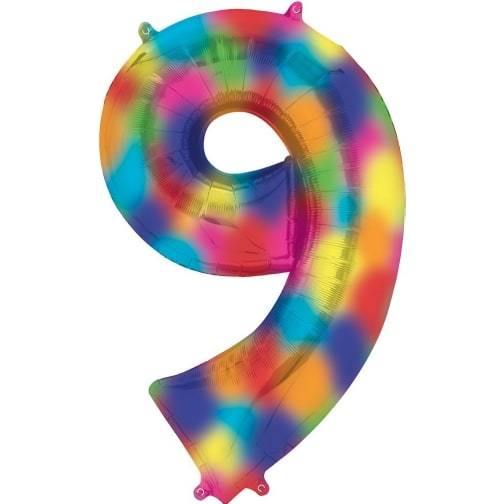 Rainbow Number 9 XL Foil Balloon
