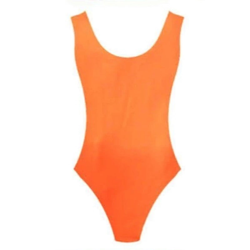 Womens 80s Orange Leotard - L/XL