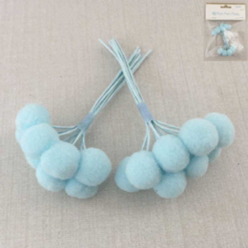 16 Pack Blue Pom Pom Picks