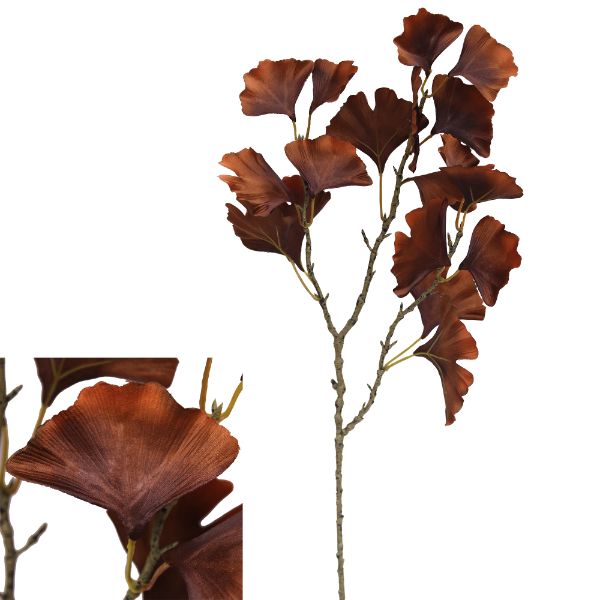 Brown Ginkgo Leaves Spray - 71cm