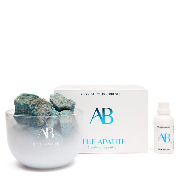 Blue Apatite Crystal Potpourri & Oil Set