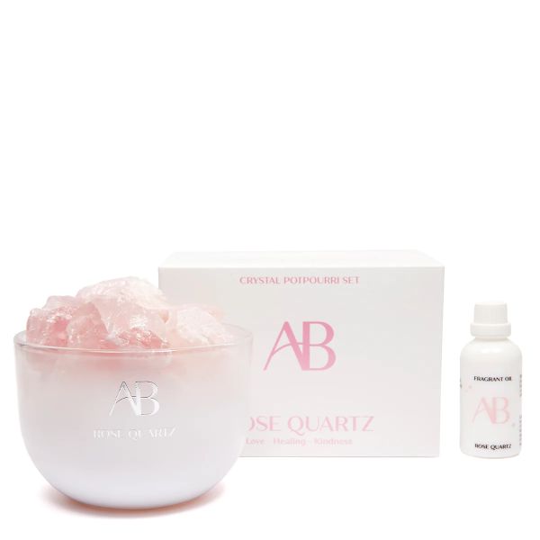 Rose Quartz Crystal Potpourri & Oil Set