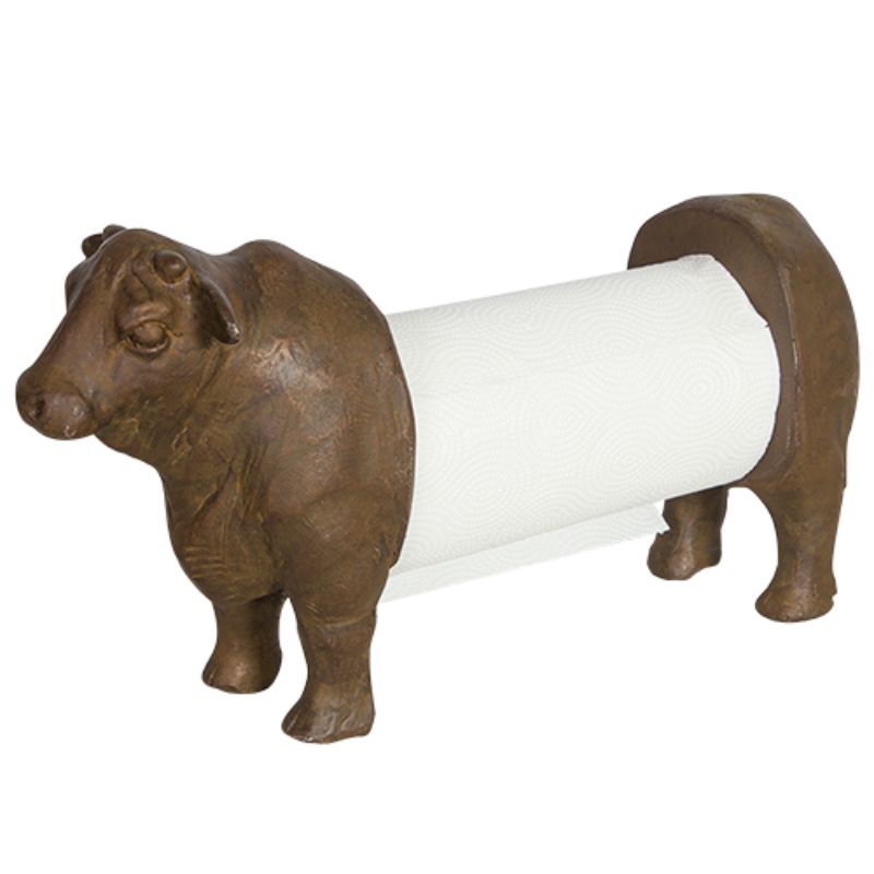 Bronze Angus Cow Kitchen Paper Towel Dispenser - 20.5cm x 40.5cm x 15cm