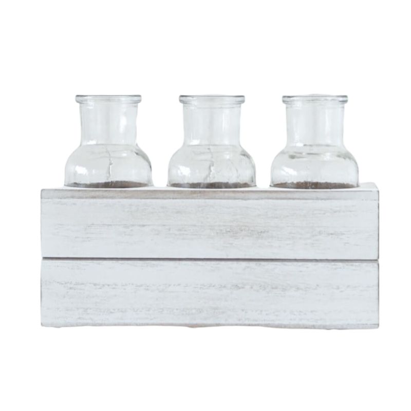 Brushed White Wesley Small Botanical Beakers - 25cm x 13cm x 9cm