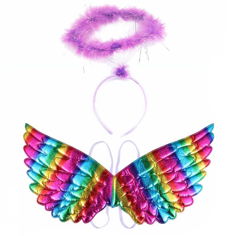 Dark Rainbow Wings With Purple Halo Headband