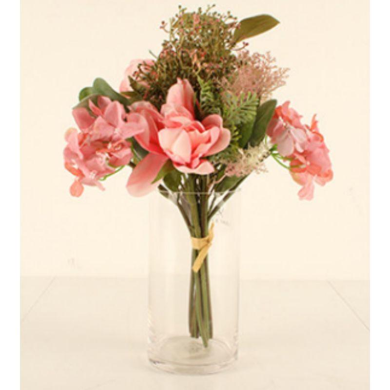 4 Head Large Bouquet with Spray & Eucalyptus Leaves - 35cm